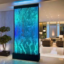 6,5 FT Luxury LED Bubble Water Wall Fountain – Modern Indoor Floor Standing Water Feature with Color Changing Lights