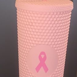 Pink Ribbon Studded Tumbler 24oz