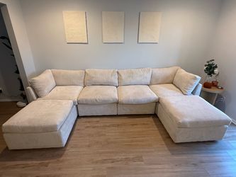 Wade Logan Annai 129" Wide Reversible Modular Corner Sectional with Ottoman - PICKUP 10/1 or 10/2