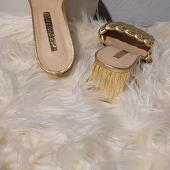 Italian Letter Slippers In Gold.size 12