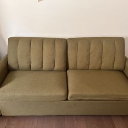 Green Linen Sofa Sleeper With Memory Foam