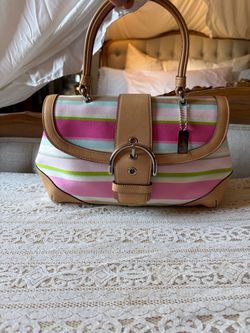 Coach Multicolor Stripe Satchel Handbag pristine condition
