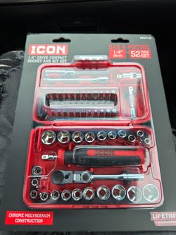 ICON 1/4 in. Drive Compact Socket and Bit Set, 52-Piece