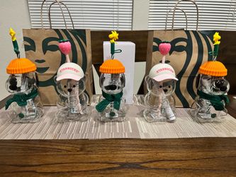 Starbucks Snoopy & Bear Glass Cold Cups