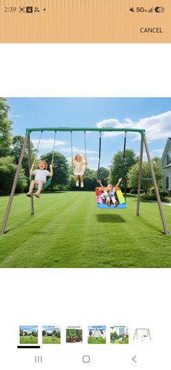 Hapfan 7.3ft Tall Swing Set for Backyard with 3 Swings (Brown & Green)
60mmφ Metal Pipe,Platform Swing + 2 Belt Swings,for Kids from Toddler to Teens,