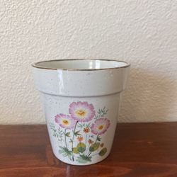 Vintage Floral Ceramic Plant Pot