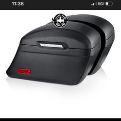 Leather Covered Motorcycle Hard Saddlebags