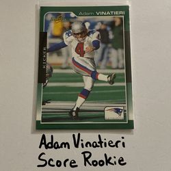 Adam Vinatieri New England Patriots Hall of Fame Kicker Score Rookie Card. 