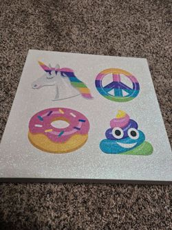 *Kids Wall Art* Rainbow Colors w/ Glitter*
