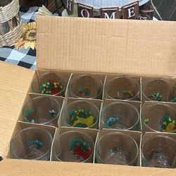 Vintage 12 Days Of Christmas Glass Set