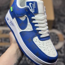 L.ouis Vuitton x N,ike Air Force 1'07 LV8 Low BlueWhiteLV Monogram