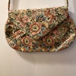 Floral Tapestry Shoulder Bag Vintage