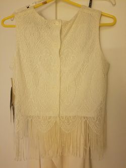 White fringe Pant suit