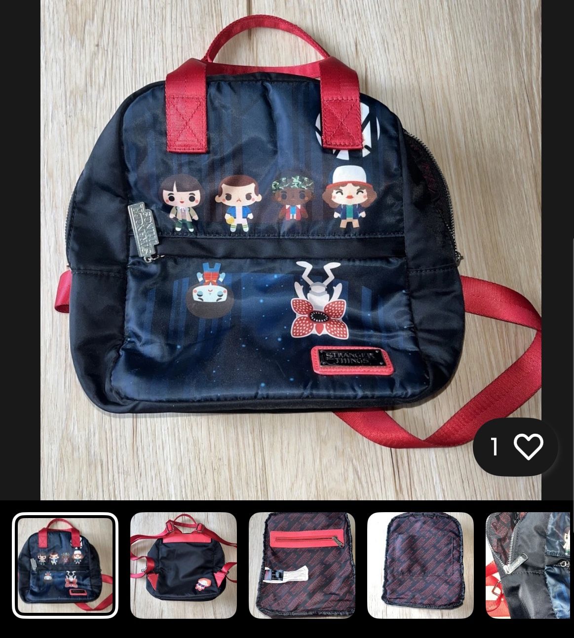 Loungefly Stranger Things Nylon Upside Down Chibi Backpack - RARE