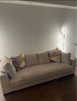Beige Alcantara Arm Sofa