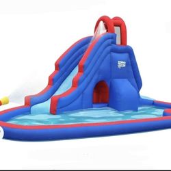 Inflatable Slide Bouncer, Inflatable Water Slide Park, Youngsters Inflatable Splash Pool Backyard Water Slide Park, Climbing Wall, Water Cannon, Two 