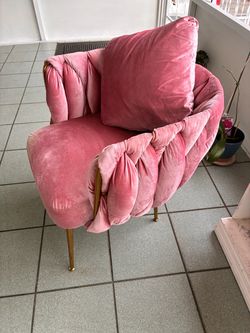 Velvet pink and gold chair