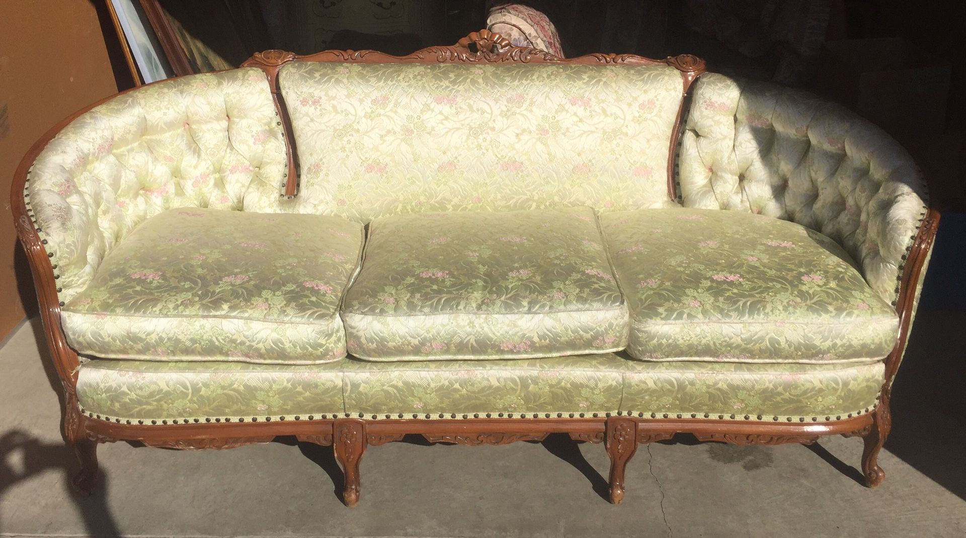 French provincial antique couch and chair