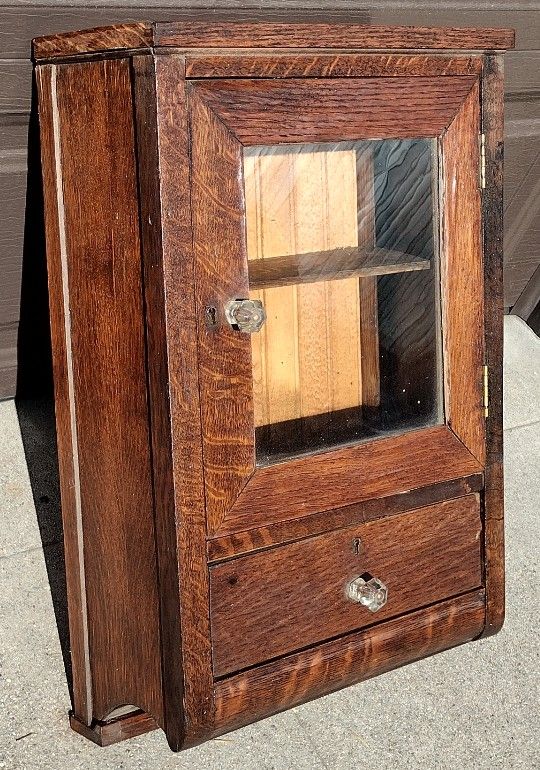 Antique Vintage Oak Medicine Cabinet 