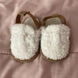 Baby Shoes Faux Shearling Clog Sandals - Tan