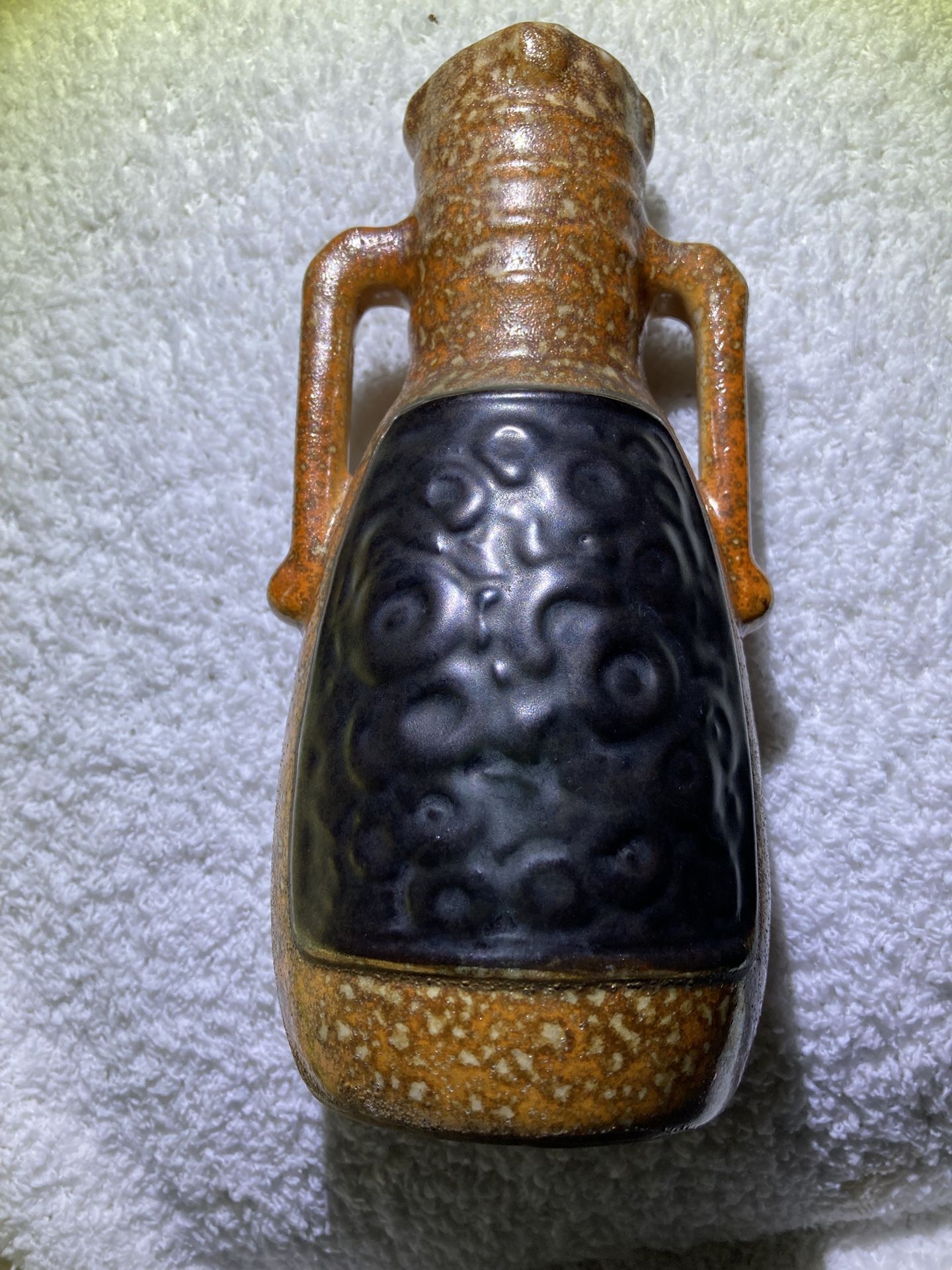 BLACK FRIDAY SALE🏵️ VINTAGE 1970s WEST GERMAN FAT LAVA VASE Scheurich Grapevine Black & Orange