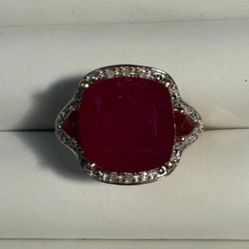 Large Ruby & Diamonds Beautiful Ring 
