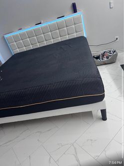 Bed Frame with LED Headboard and Mattress