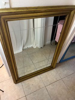 Mirror gold sturdy mirror 42”x32”