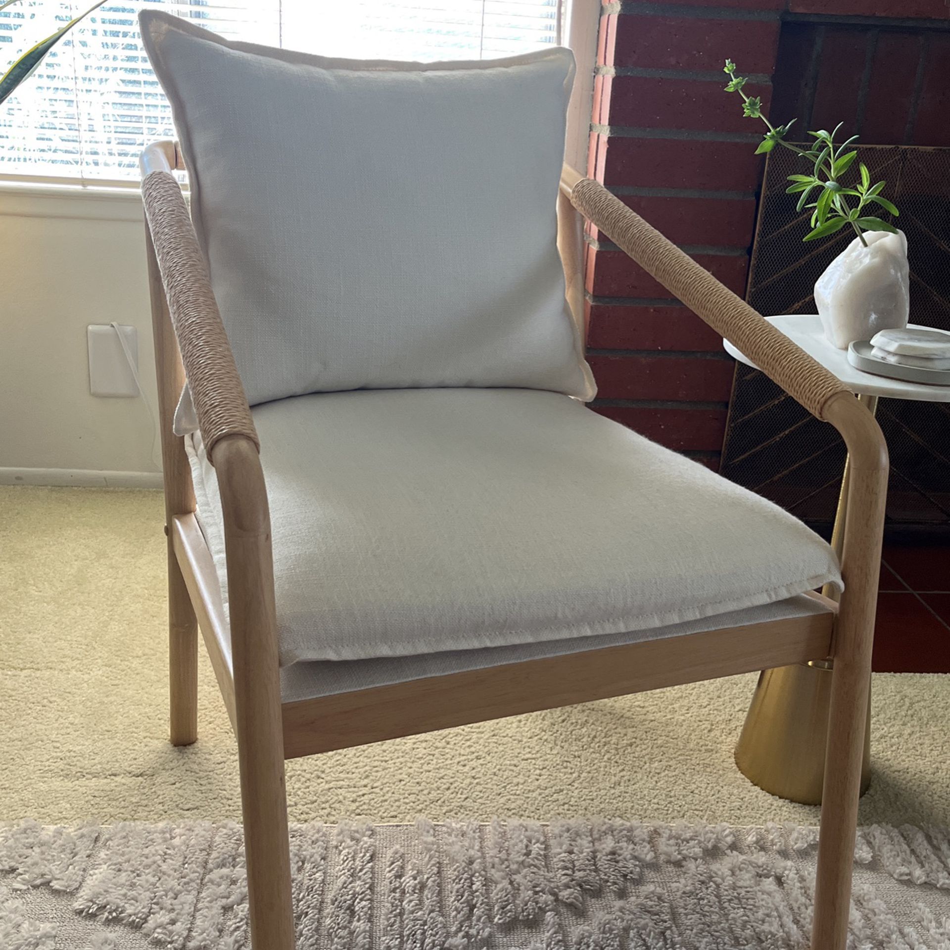 Studio McGee Ventura Upholstered Accent Chair with Wood Frame Natural - Threshold