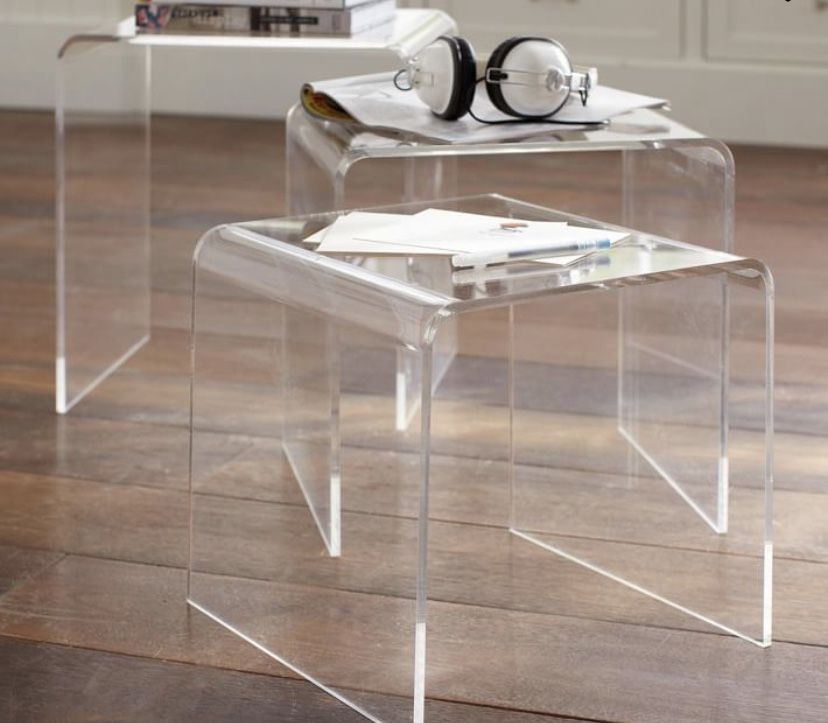 Price For Each Set - NESTED TABLES End Tables NIGHTSTANDS Set Of 3 Acrylic Nested Tables Sofa Tables Plants Stands 