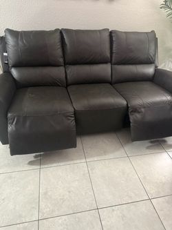 Dark Brown Leather Reclining Sofa