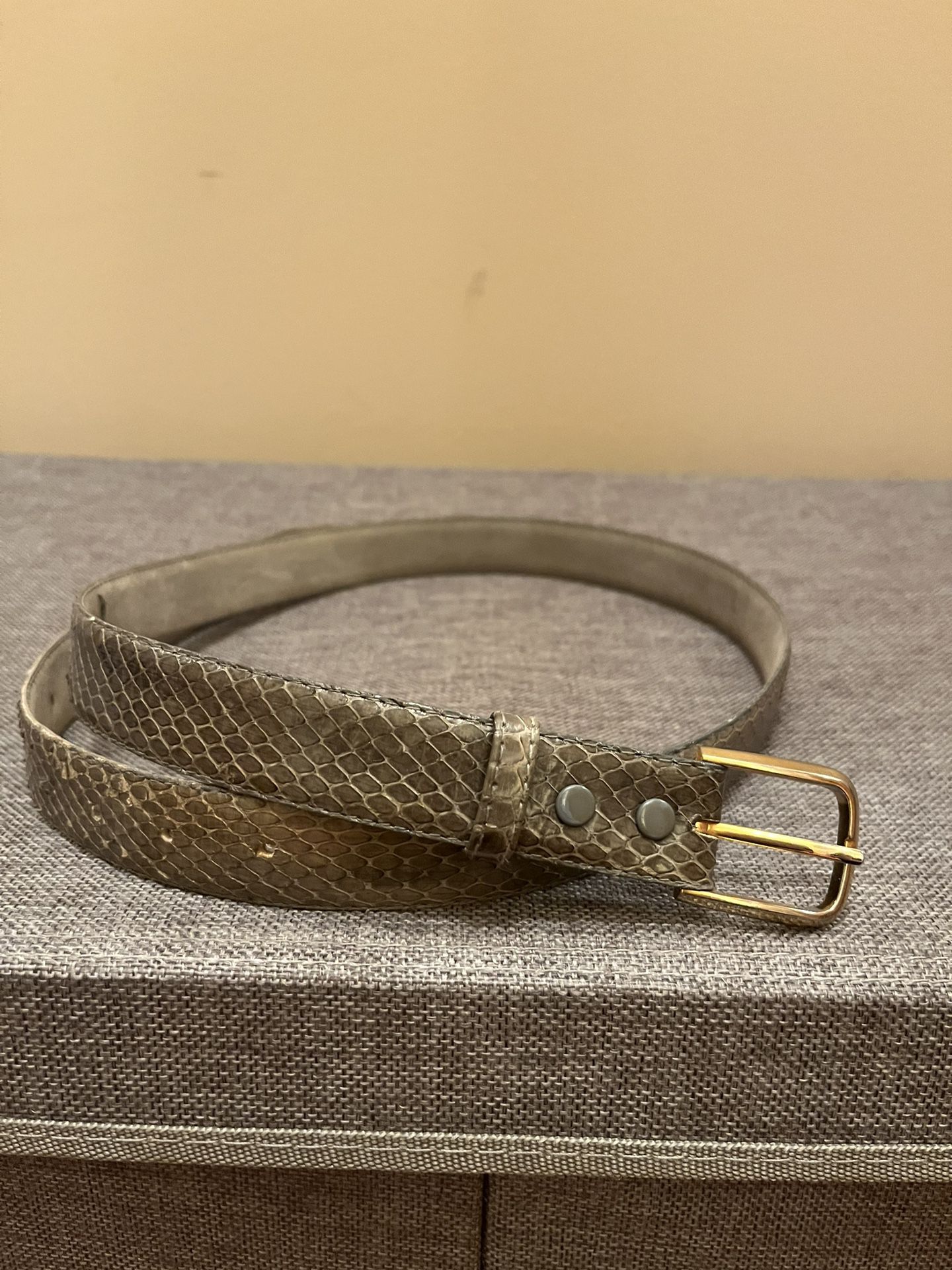Belt Imported genuine snake skin belt. Grayish color. Size 38  Preowned. In good condition 