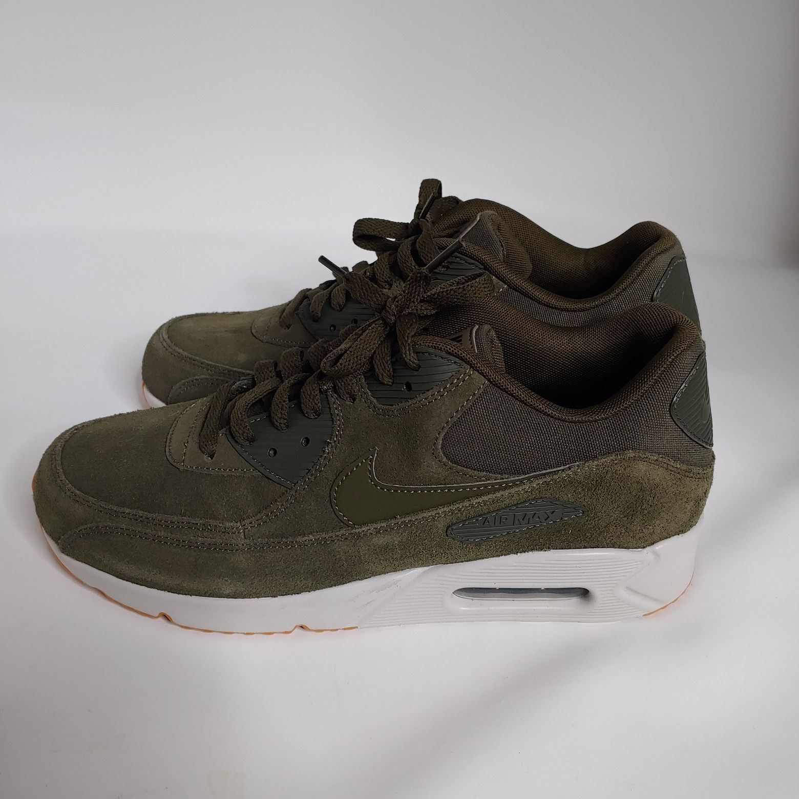 Nike Air Max 90 Ultra 2.0 Leather Men's Olive Canvas 924447-301 Size 9.5