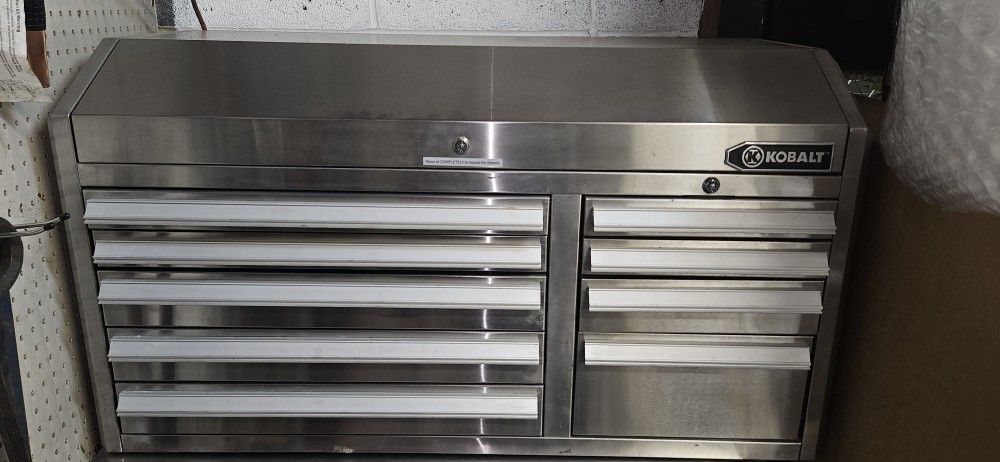 Kobalt 41-in W x 22.5-in H 9-Drawer Stainless Steel Tool Chest (Stainless Steel) Top Box