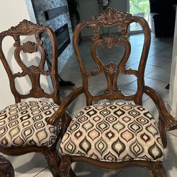 6 Sillas De Madera 2 Con Ante Brazo $100 El Par 