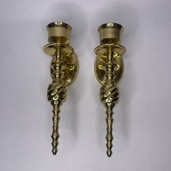 Set of 2 Lacquered Brass Scones, Made in India, Mid-Century 