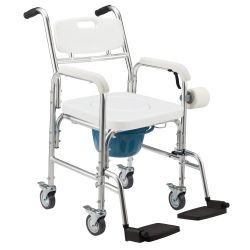
4 in 1 Bedside Commode Chair, Toilet Seat Transport Shower Wheelchair