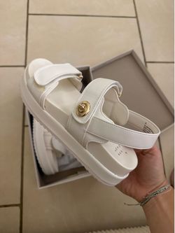 White chunky beach sandals