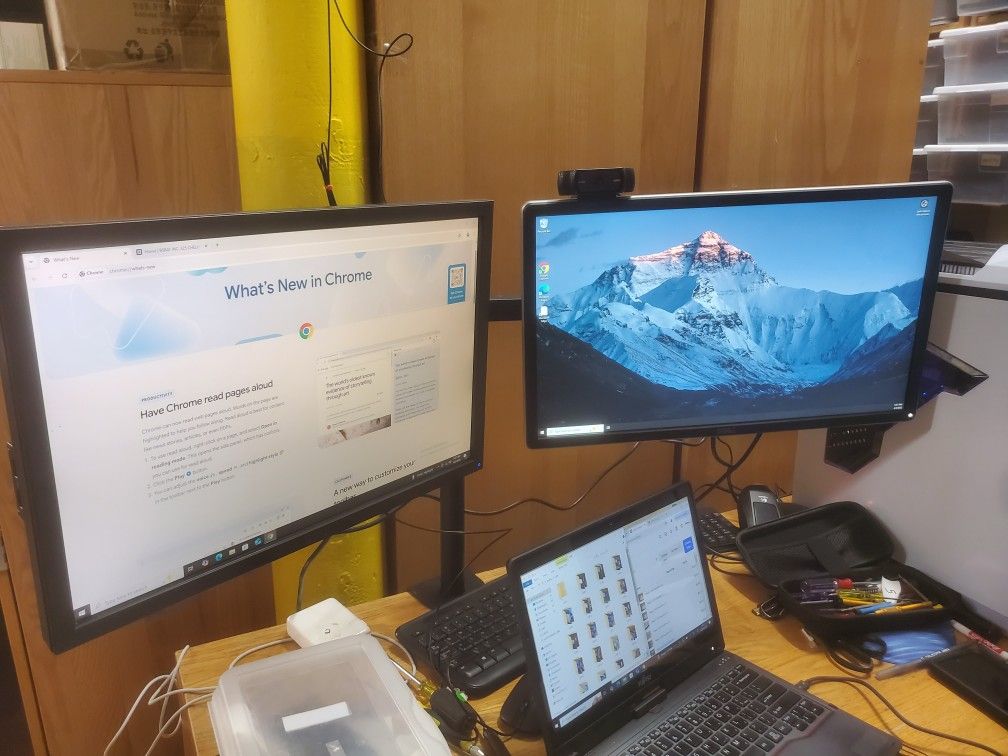 DUO MONITORS SETTING WITH DUO STAND AND CABLES $150