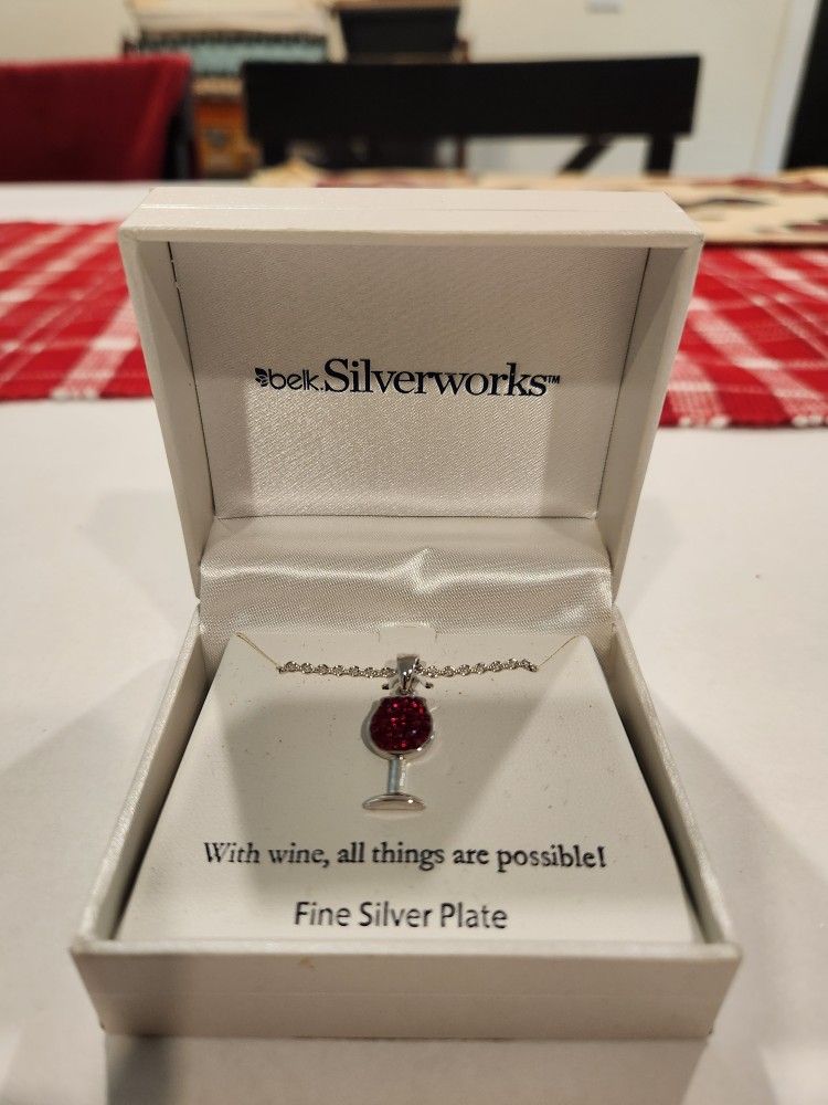 New belk Silverworks silver platted necklace with box, original price $60. 