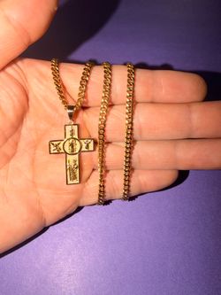Sterling Silver 18k Gold Plated Pendant &  Chain