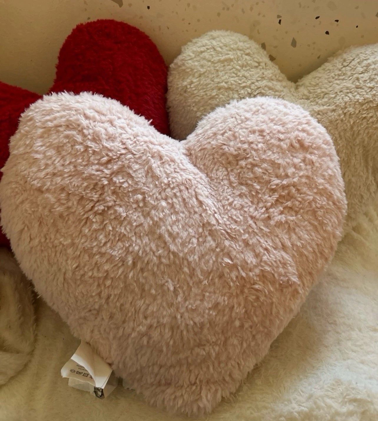 Cupcakes & Cashmere Heart Throw Pillows Sherpa Valentines Pink Set Of 3 New