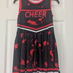 Black & Red "CHEER" Graphic Cheerleader Dress, No Brand Size 8-10 Years
