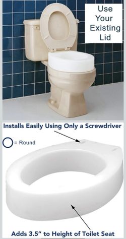 Carex Toilet Seat Riser Round 3.5” Raised Toilet Seat 300 lb Capacity – NIOB
