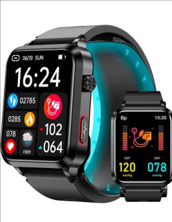 Yowow BIT Blood Pressure Smart Watch with Air Bag Air Cuff, 1.92" lPS Color Screen, 24/7 Heart Rate Blood Oxygen Sleep Respiration Rate Health Monitor