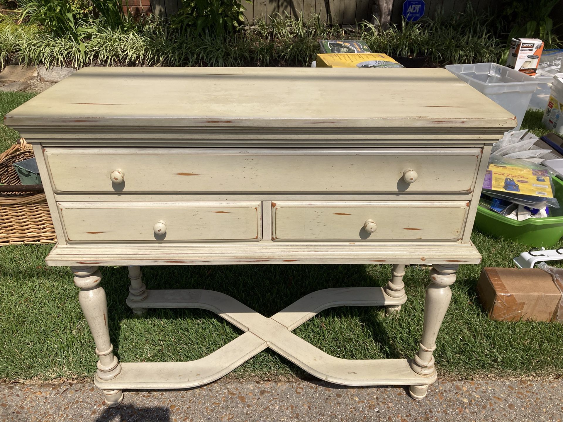 Country French Style Table With Multiple Drawers For Storage