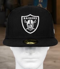 THE Raiders New Era 59Fifty Black On Black NFL Fitted Cap 7 1/2 NEW WITH TAGS
