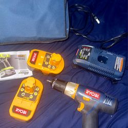 Ryobi P204 18V ONE+ Cordless 1/2 in. Drill/Driver Kit-  full "legacy" setup, which includes the blue-model drill (P204), two 18V batteries, the "Intel