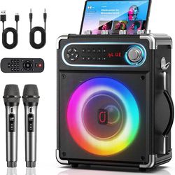 Brand New 200W Karaoke Machine w/ 2 Wireless Mics, RGB Lights & TV Connection