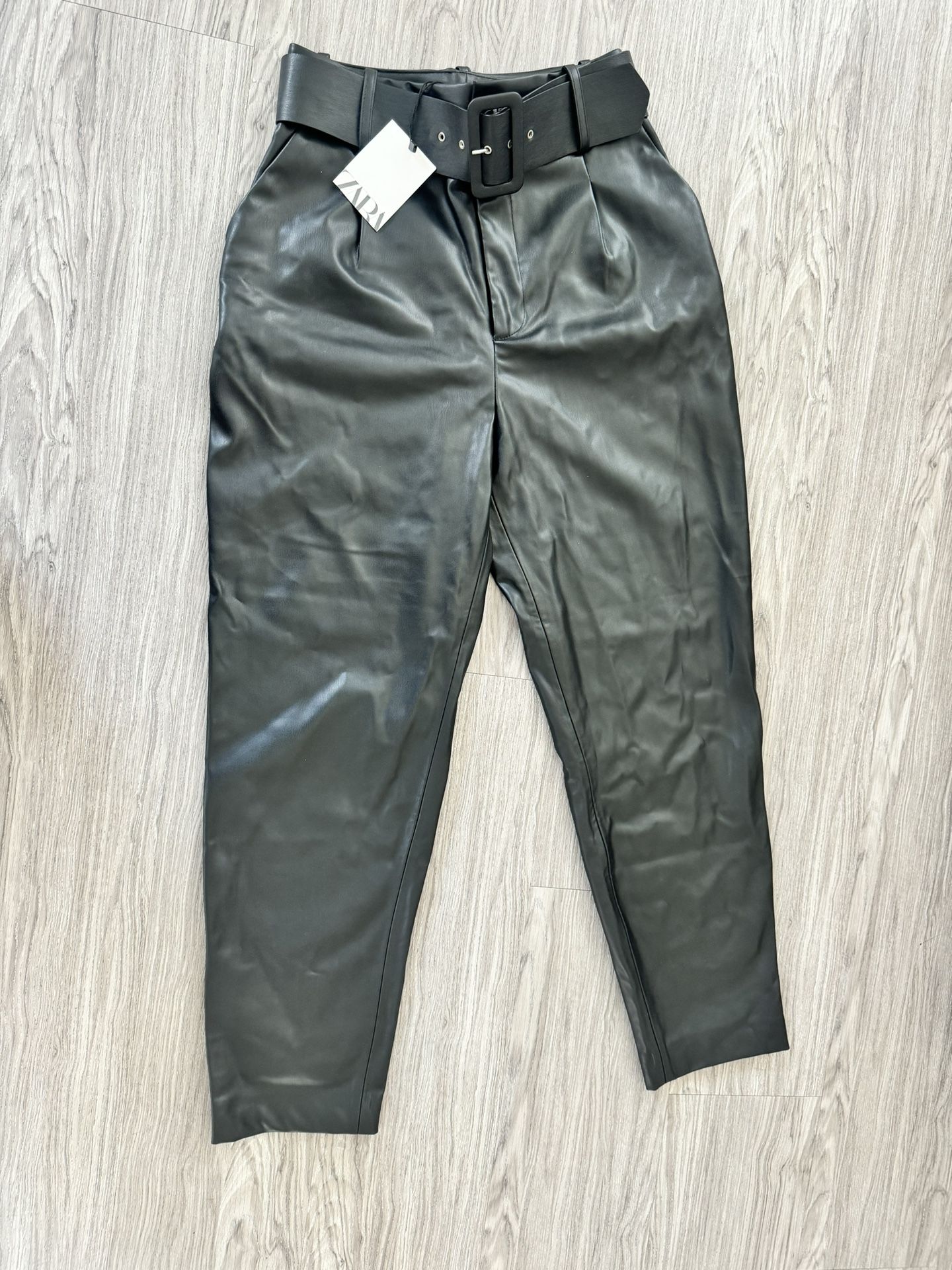 Black Zara Faux-leather pants